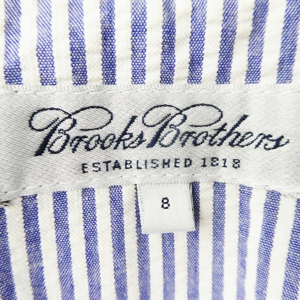 Vintage Brooks Brother Seersucker Blue Ivory Stripe Cotton Blazer Lined USA 8 - Picture 7 of 9